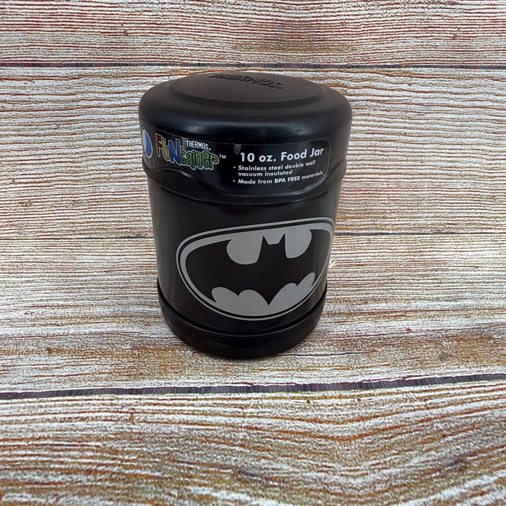 Thermos Funtainer Batman 10oz Food Jar Stainless Steel Vacuum Insulated Black